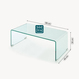 Stolik kawowy Väsas 90x45x35 cm szkło hartowane [en.casa]
