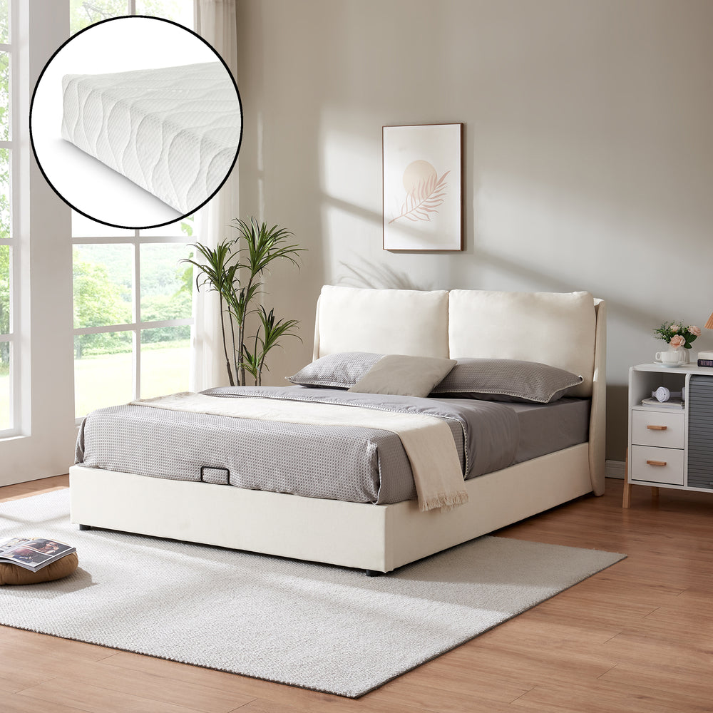 Łóżko tapicerowane Lunner z materacem [en.casa]