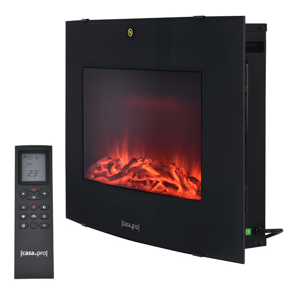 Kominek elektryczny z termowentylatorem i paleniskiem LED biały/czarny casa.pro