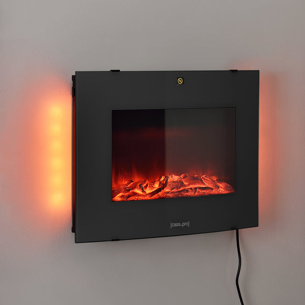 Kominek elektryczny z termowentylatorem i paleniskiem LED biały/czarny casa.pro