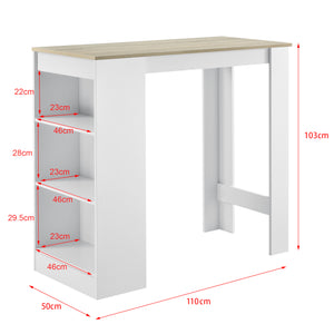 Stolik barowy Kouvola z 3 przegrodami 110x50x103 cm w różnych kolorach. kolory [en.casa]