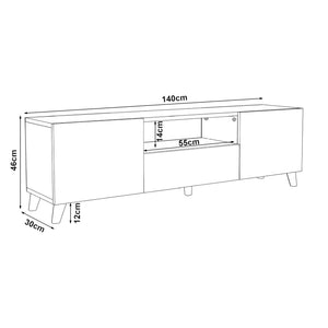 Stolik TV Torsby z 3 drzwiami [en.casa]
