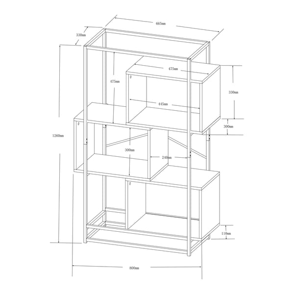 Regał Rennebu czarny/dąb [en.casa]