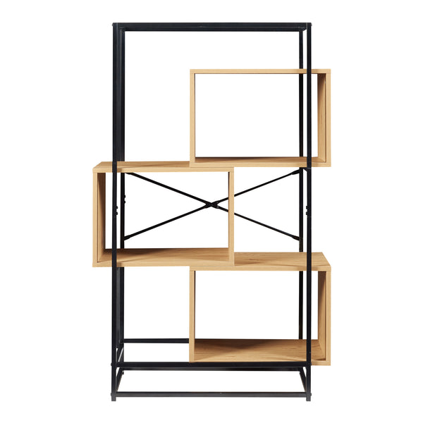 Regał Rennebu czarny/dąb [en.casa]