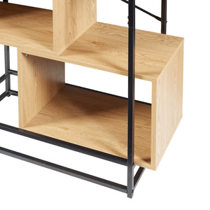 Regał Rennebu czarny/dąb [en.casa]