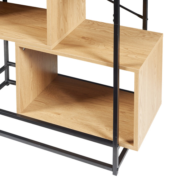 Regał Rennebu czarny/dąb [en.casa]