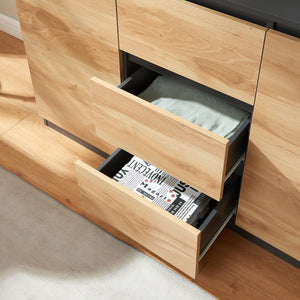 Kredens Kyr czarny/dąb rustykalny [en.casa]