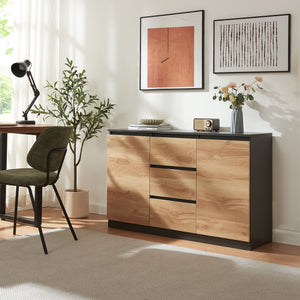 Kredens Kyr czarny/dąb rustykalny [en.casa]