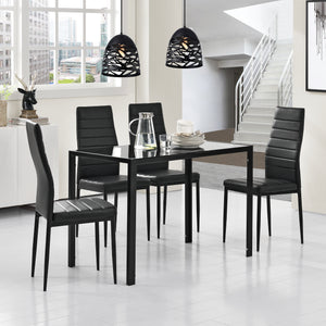 [en.casa]® Stół szklany 105x60 cm + krzesło skóra PU 4 szt. (różne kolory)