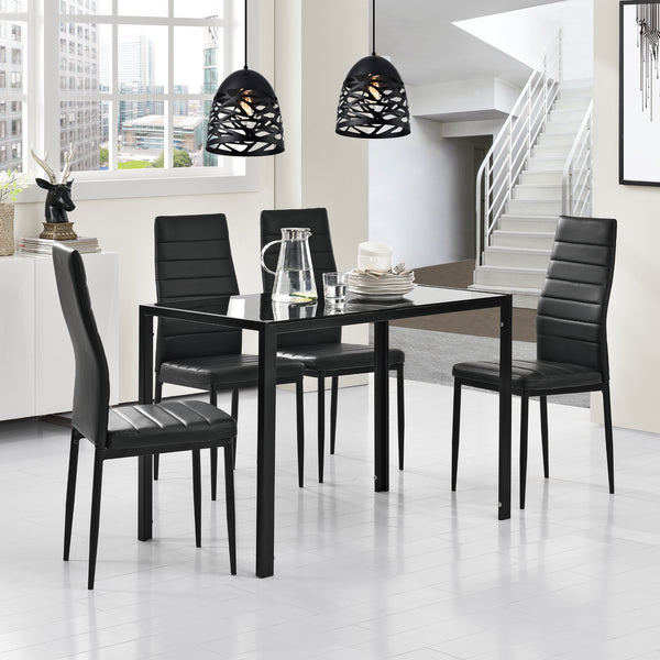 [en.casa]® Stół szklany 105x60 cm + krzesło skóra PU 4 szt. (różne kolory)