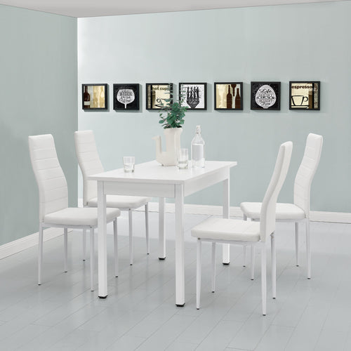 [en.casa]® Zestaw do jadalni stół 120x60 cm + nowoczesne krzesło skóra PU 4 szt. (różne kolory)