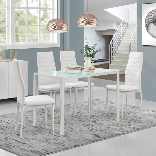 [en.casa]® Stół szklany 105x60 cm + krzesło skóra PU 4 szt. (różne kolory)