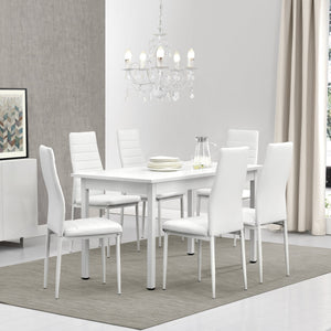 [en.casa]® Zestaw do kuchni jadalny stół 140x60 cm + krzesło 6 szt. (różne kolory)