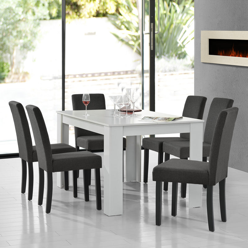 Szkic wymiarowy [en.casa]® Stół 140x90 cm + miękkie krzesła 6 szt. (różne kolory)