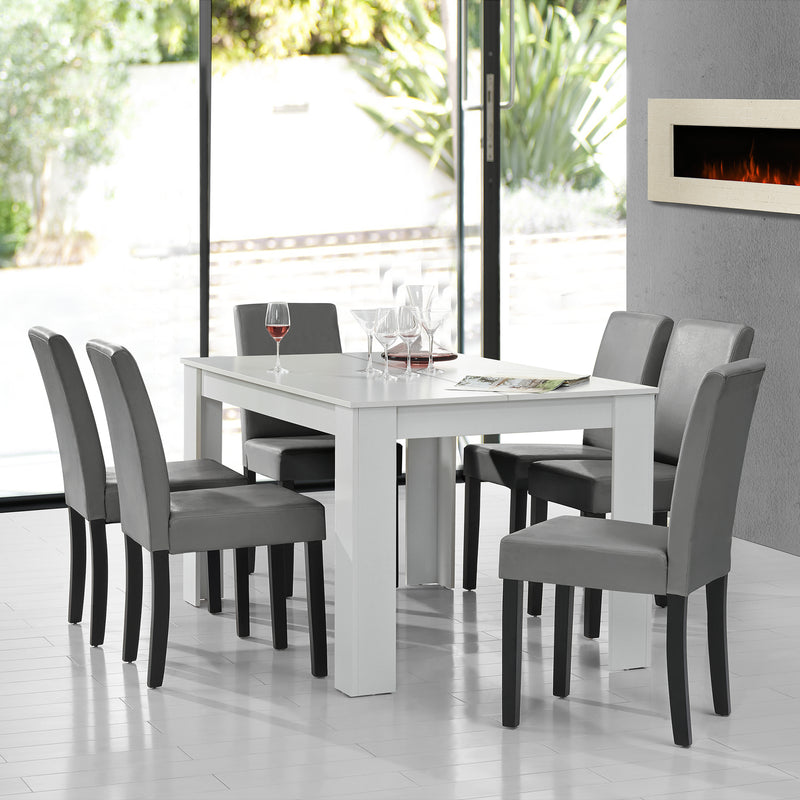 Szkic wymiarowy [en.casa]® Stół MDF 140x90 cm + miękkie krzesło 6 szt. (różne kolory)