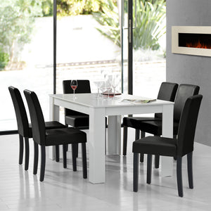[en.casa]® Stół MDF 140x90 cm + miękkie krzesło 6 szt. (różne kolory)