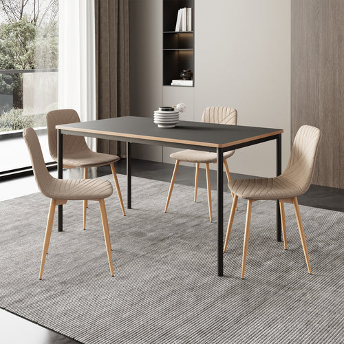 Zestaw jadalniany Lindesberg 5-cz. prostokątny blat szary/jasnobrązowy [en.casa]