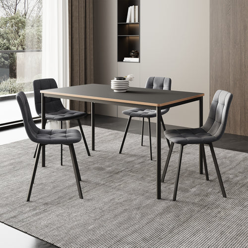 Essgruppe Lindesberg 5 - teilig Dunkelgrau [en.casa] - premiumXL