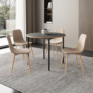 Zestaw jadalniany Lindesberg 5-cz. okrągły blat szary/jasnobrązowy [en.casa]