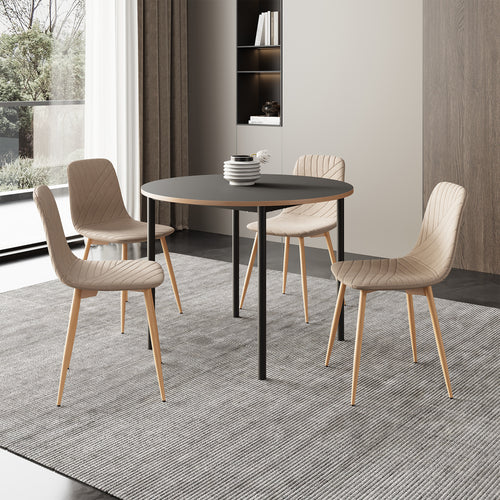 Zestaw jadalniany Lindesberg 5-cz. okrągły blat szary/jasnobrązowy [en.casa]