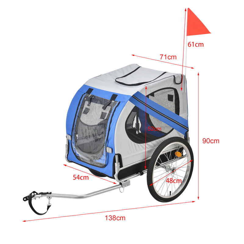 Szkic wymiarowy Przyczepka rowerowa Max. 26 kg Transport psa Odporna na warunki atmosferyczne Żółta/Niebieska pro.tec