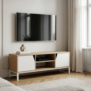 Szafka RTV Kerrköndam 120x40x46 cm dąb dekor/biały [en.casa]
