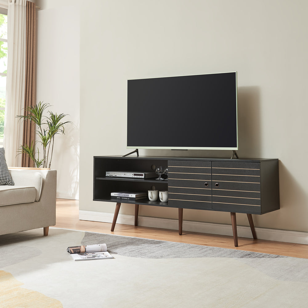 Fernsehschrank Vare 160x40x66 cm Schwarz [en.casa] - premiumXL