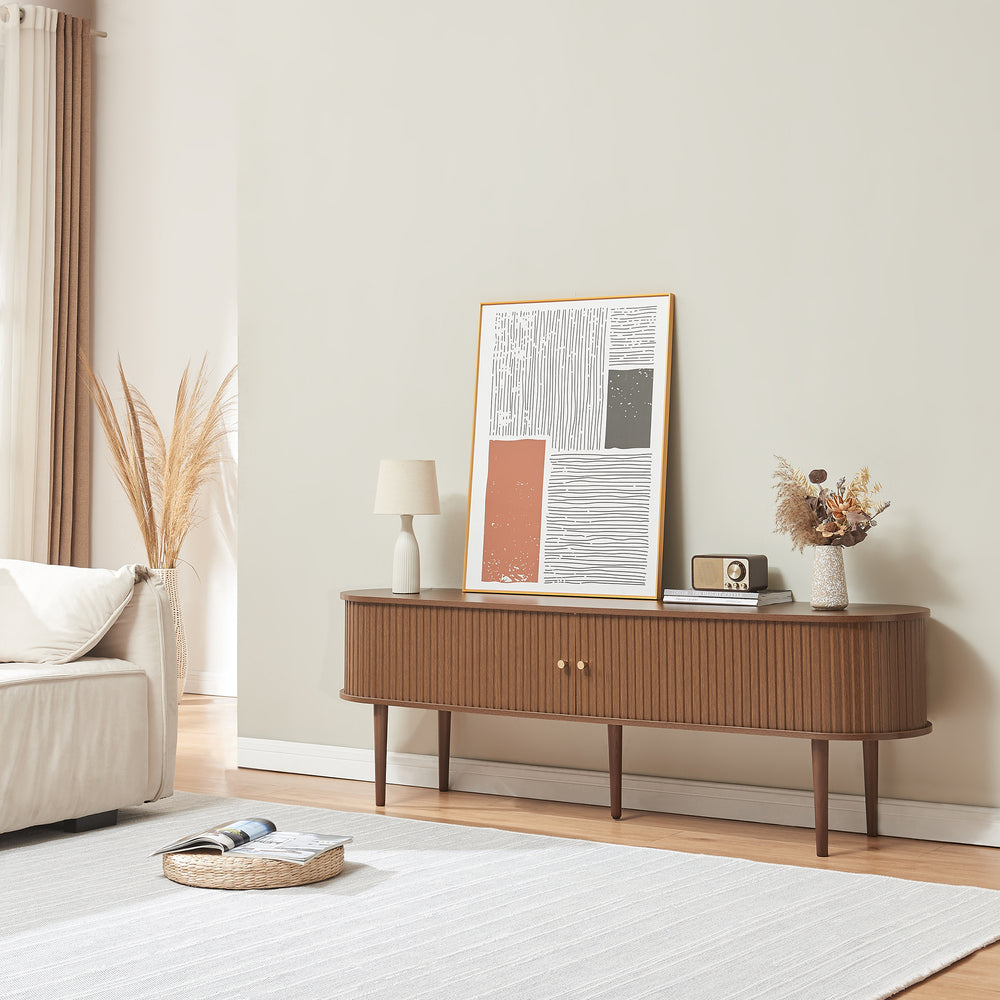 Szafka RTV Mapia 166x40x55 cm w optyce orzecha włoskiego [en.casa]