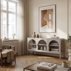 Witryna-komoda Klippestad stal 118x35x55 cm ciepły szary [en.casa]