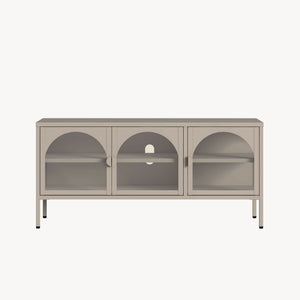 Witryna-komoda Klippestad stal 118x35x55 cm ciepły szary [en.casa]