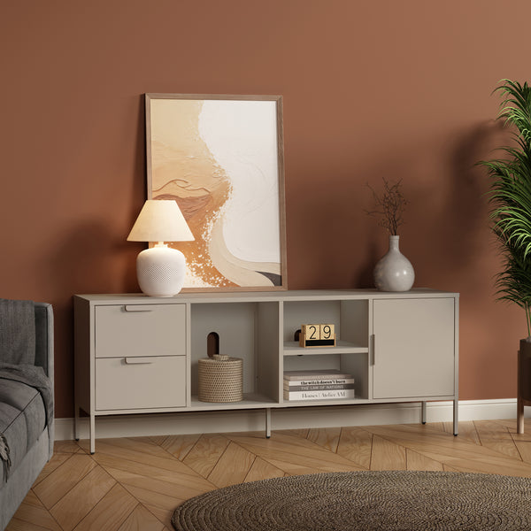 Szafka RTV Kliri Stahl 150x35x58 cm Ciepły szary [en.casa]