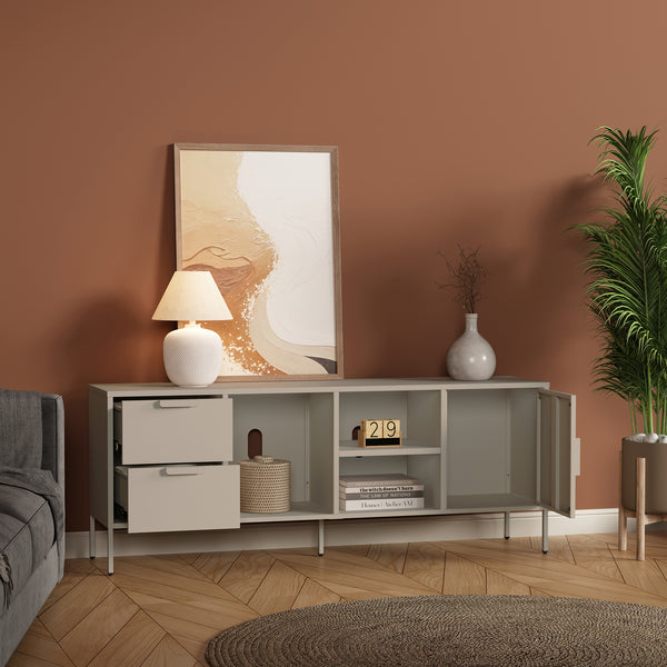 Szafka RTV Kliri Stahl 150x35x58 cm Ciepły szary [en.casa]