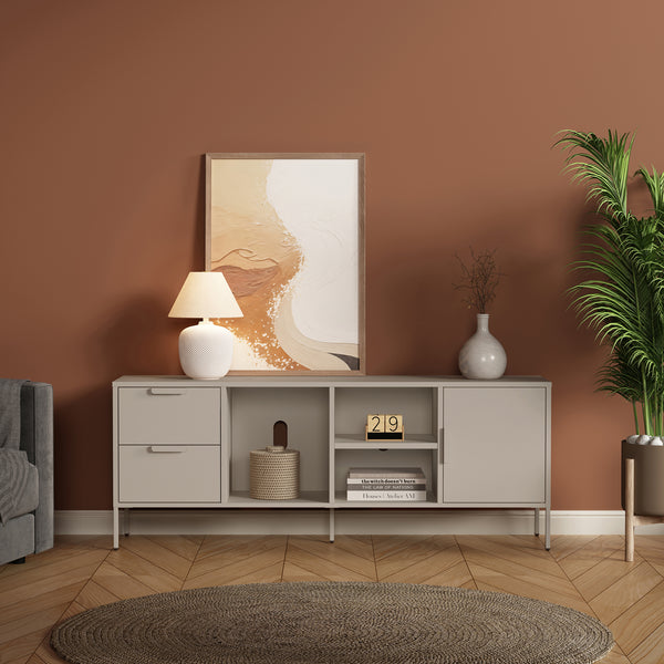 Szafka RTV Kliri Stahl 150x35x58 cm Ciepły szary [en.casa]