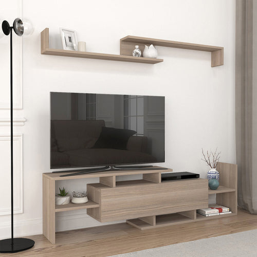 Szafka RTV Liksefte z półką ścienną 154x28x42 cm [en.casa]