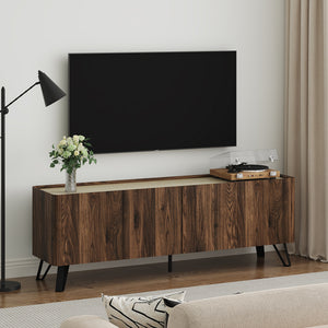 Szafka RTV Trorlon 160x40x55 cm w optyce orzecha/trawertynu [en.casa]
