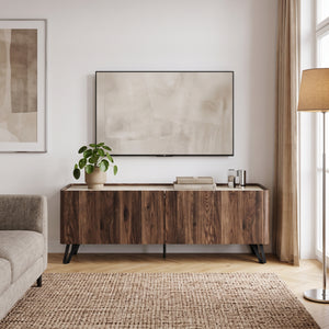 Szafka RTV Trorlon 160x40x55 cm w optyce orzecha/trawertynu [en.casa]