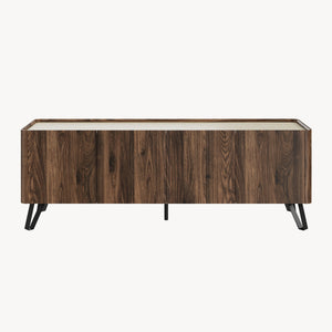 Szafka RTV Trorlon 160x40x55 cm w optyce orzecha/trawertynu [en.casa]