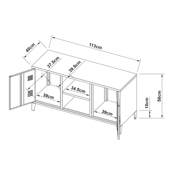 Szafka pod telewizor Kotka z drzwiami [en.casa]