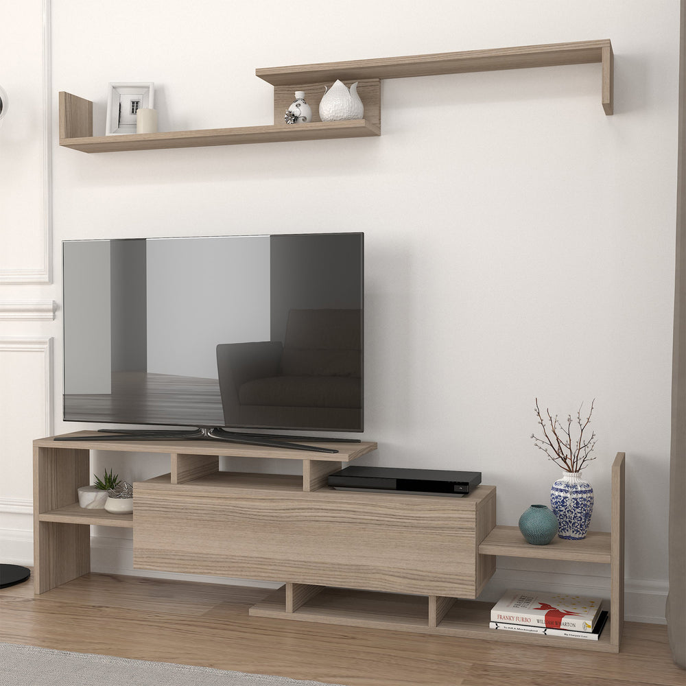 Szafka RTV Liksefte z półką ścienną 154x28x42 cm [en.casa]