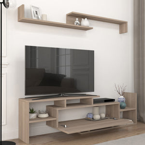 Szafka RTV Liksefte z półką ścienną 154x28x42 cm [en.casa]