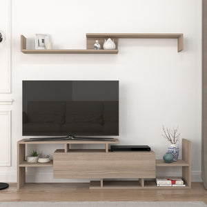 Szafka RTV Liksefte z półką ścienną 154x28x42 cm [en.casa]