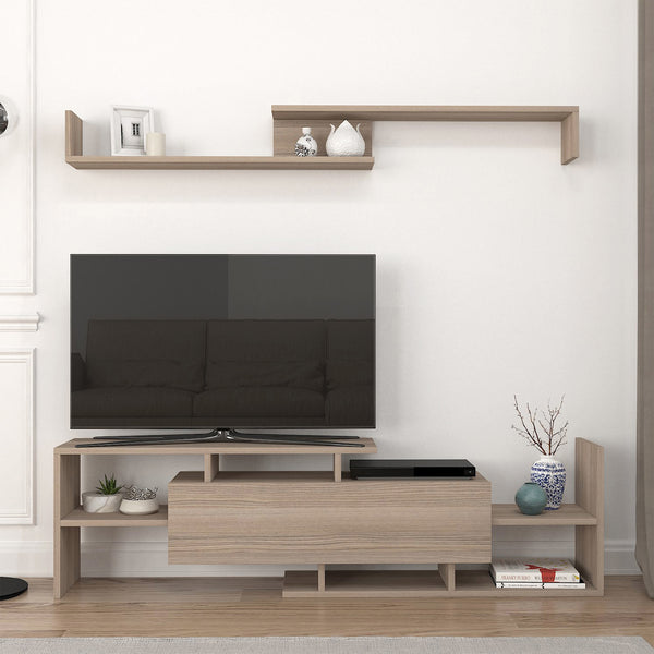 Szafka RTV Liksefte z półką ścienną 154x28x42 cm [en.casa]