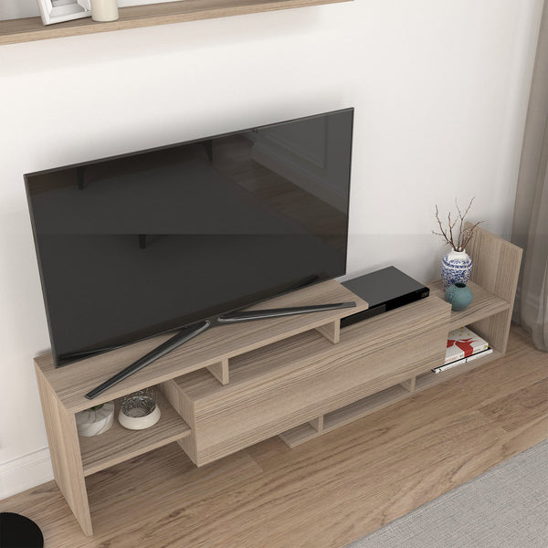 Szafka RTV Liksefte z półką ścienną 154x28x42 cm [en.casa]