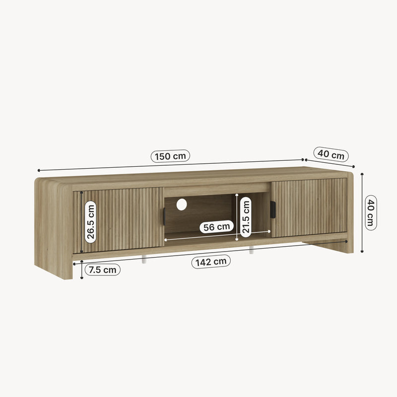 Szkic wymiarowy Szafka pod telewizor Lukkodso 150x40x40 cm [en.casa]