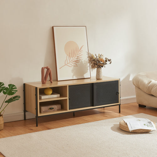 TV Schrank Tysnes 120x40x45 cm Eichenoptik/Schwarz [en.casa] - premiumXL