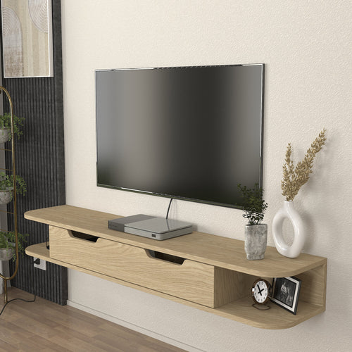TV - Lowboard hängend Karjali 150x30x19 cm Eicheoptik [en.casa] - premiumXL