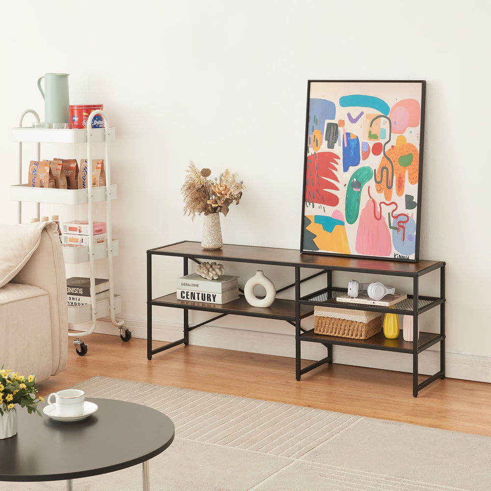 Fernsehtisch Västiarharg 120x30x46 cm Schwarz/Walnussoptik [en.casa] - premiumXL