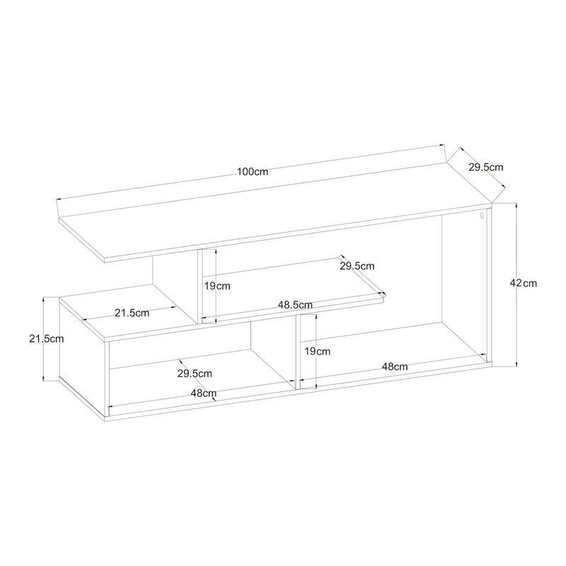 Szkic wymiarowy Stolik pod telewizor Anän 100x30x42 cm [en.casa]