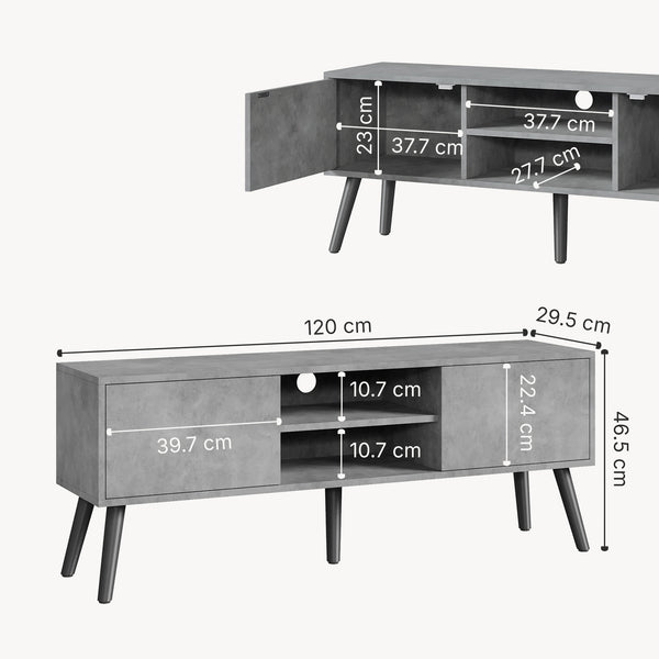 Stolik pod telewizor Eskilstuna z 2 drzwiczkami szafki i 2 półkami [en.casa]