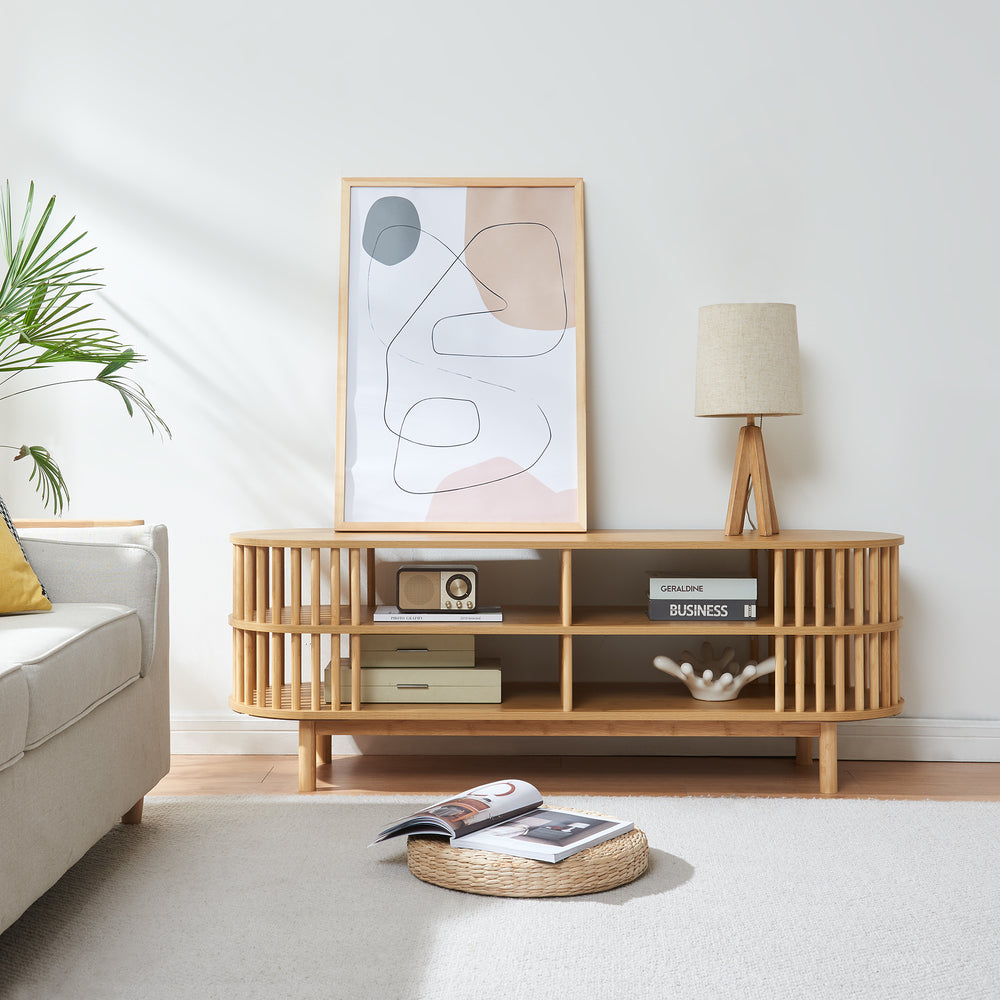 Bambusowy stolik pod telewizor Jarvenpaa [en.casa]